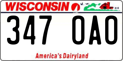 WI license plate 347OAO