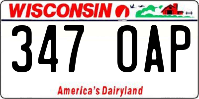 WI license plate 347OAP