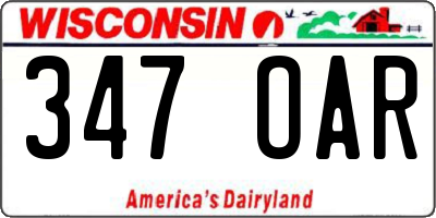 WI license plate 347OAR