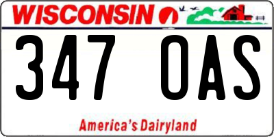 WI license plate 347OAS