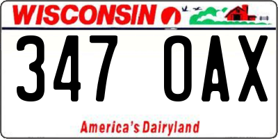 WI license plate 347OAX