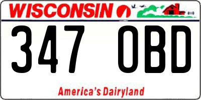 WI license plate 347OBD