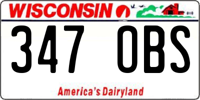 WI license plate 347OBS