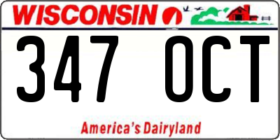 WI license plate 347OCT