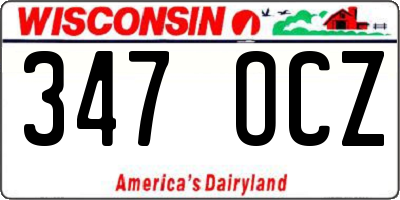 WI license plate 347OCZ