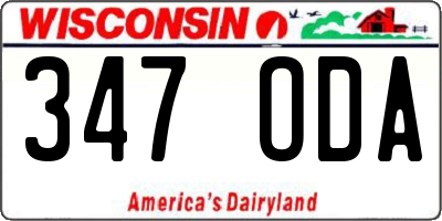 WI license plate 347ODA