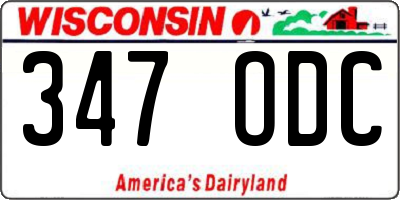WI license plate 347ODC