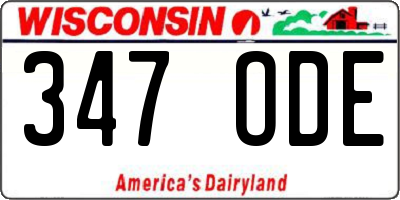 WI license plate 347ODE