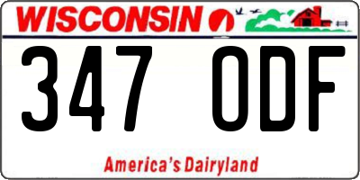 WI license plate 347ODF