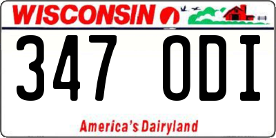 WI license plate 347ODI