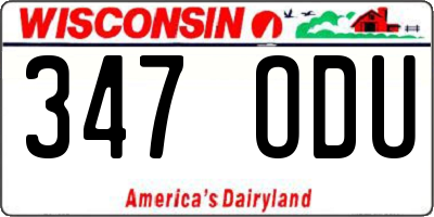 WI license plate 347ODU