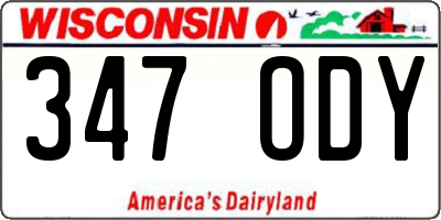WI license plate 347ODY
