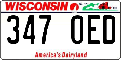 WI license plate 347OED