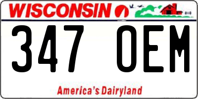 WI license plate 347OEM