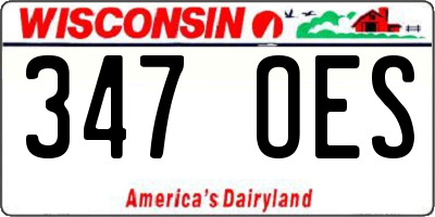 WI license plate 347OES