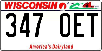 WI license plate 347OET