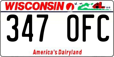 WI license plate 347OFC