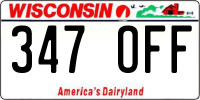 WI license plate 347OFF