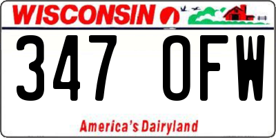 WI license plate 347OFW