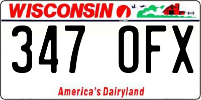WI license plate 347OFX