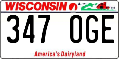 WI license plate 347OGE