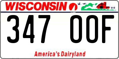 WI license plate 347OOF