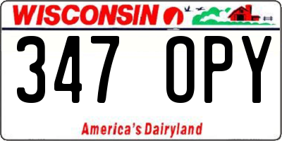 WI license plate 347OPY