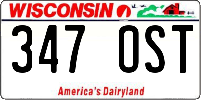WI license plate 347OST