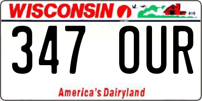 WI license plate 347OUR