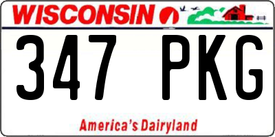 WI license plate 347PKG