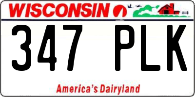 WI license plate 347PLK