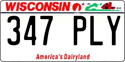 WI license plate 347PLY