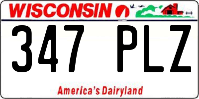 WI license plate 347PLZ