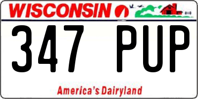 WI license plate 347PUP