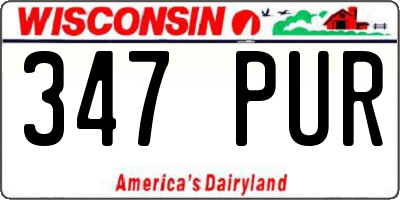 WI license plate 347PUR