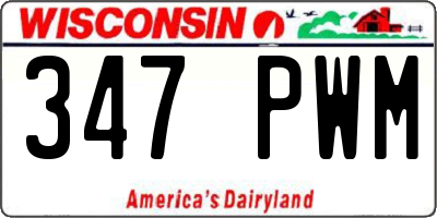 WI license plate 347PWM