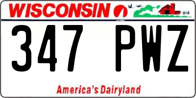 WI license plate 347PWZ