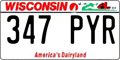 WI license plate 347PYR