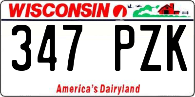 WI license plate 347PZK