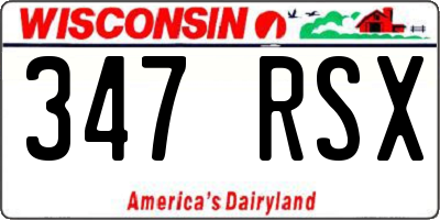 WI license plate 347RSX