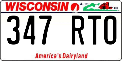 WI license plate 347RTO