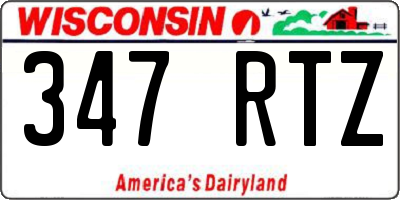 WI license plate 347RTZ