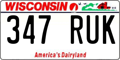 WI license plate 347RUK