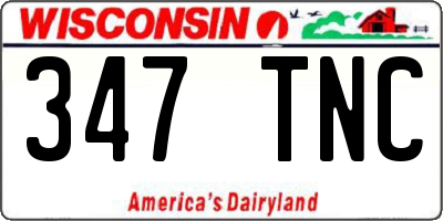 WI license plate 347TNC