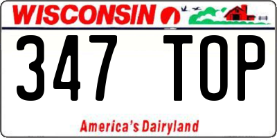 WI license plate 347TOP