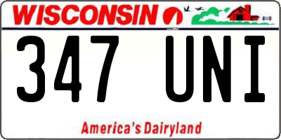 WI license plate 347UNI