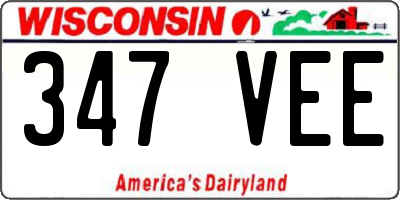 WI license plate 347VEE
