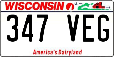 WI license plate 347VEG