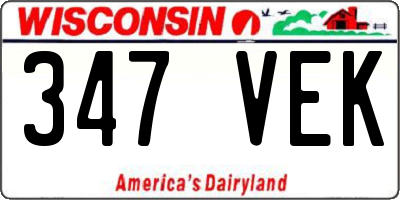 WI license plate 347VEK
