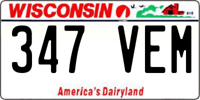 WI license plate 347VEM